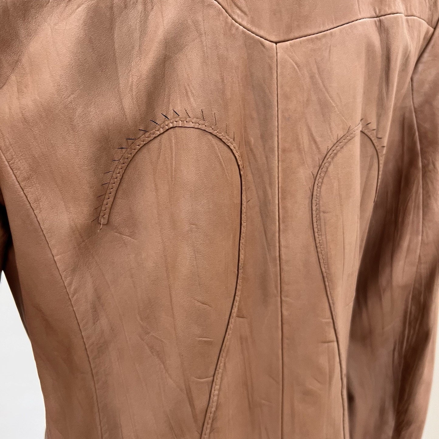 Vintage Cache Lambs Leather Jacket (M) Ruffle Feminine Western Romantic Brown