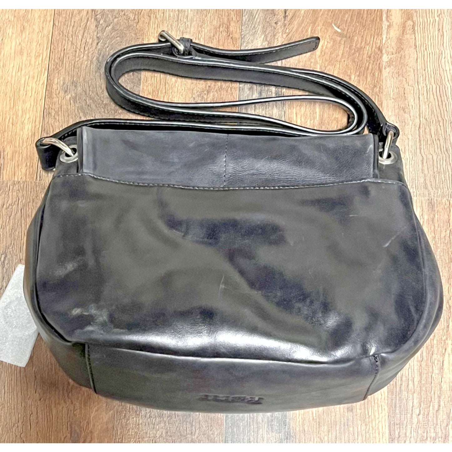 NWT BORN Black Leather Saddle-Style Shoulder Bag