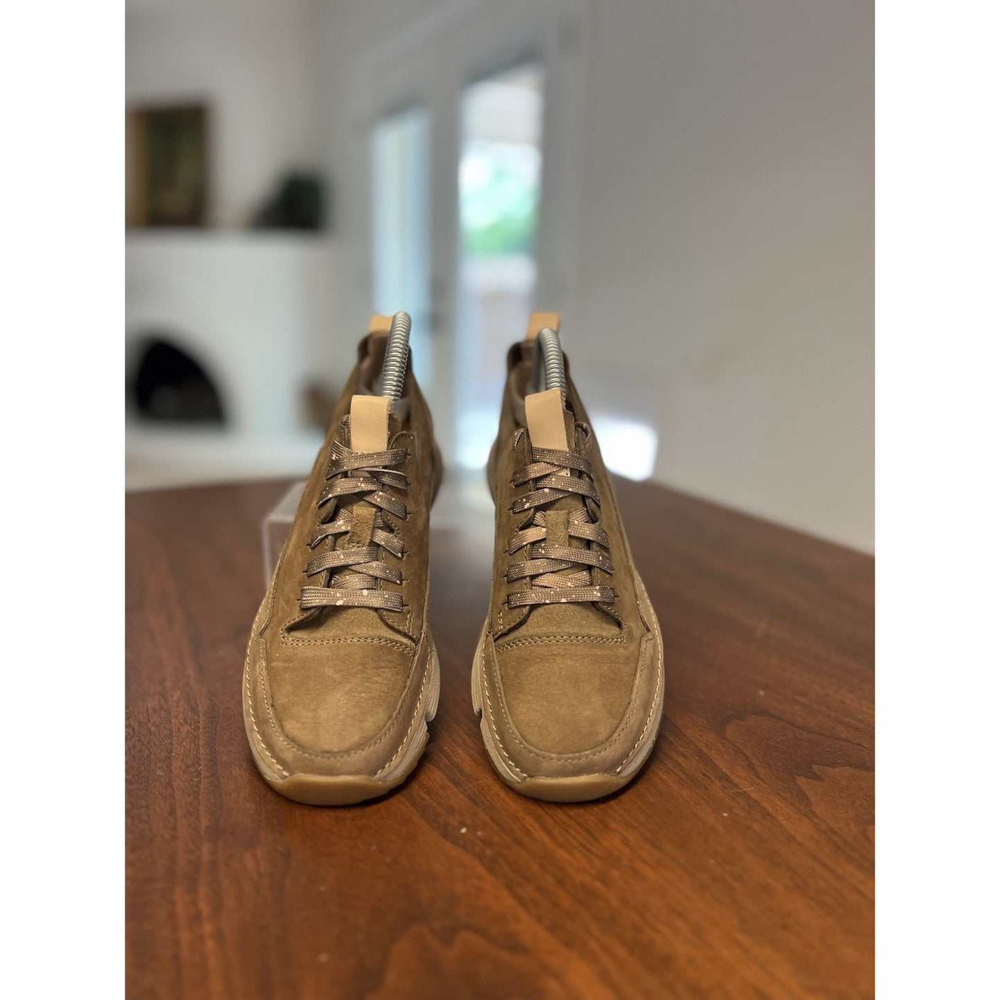 Clarks Trigenic Flex Sneakers Khaki Suede Leather Comfort Low Top Size 6 UK 3.5