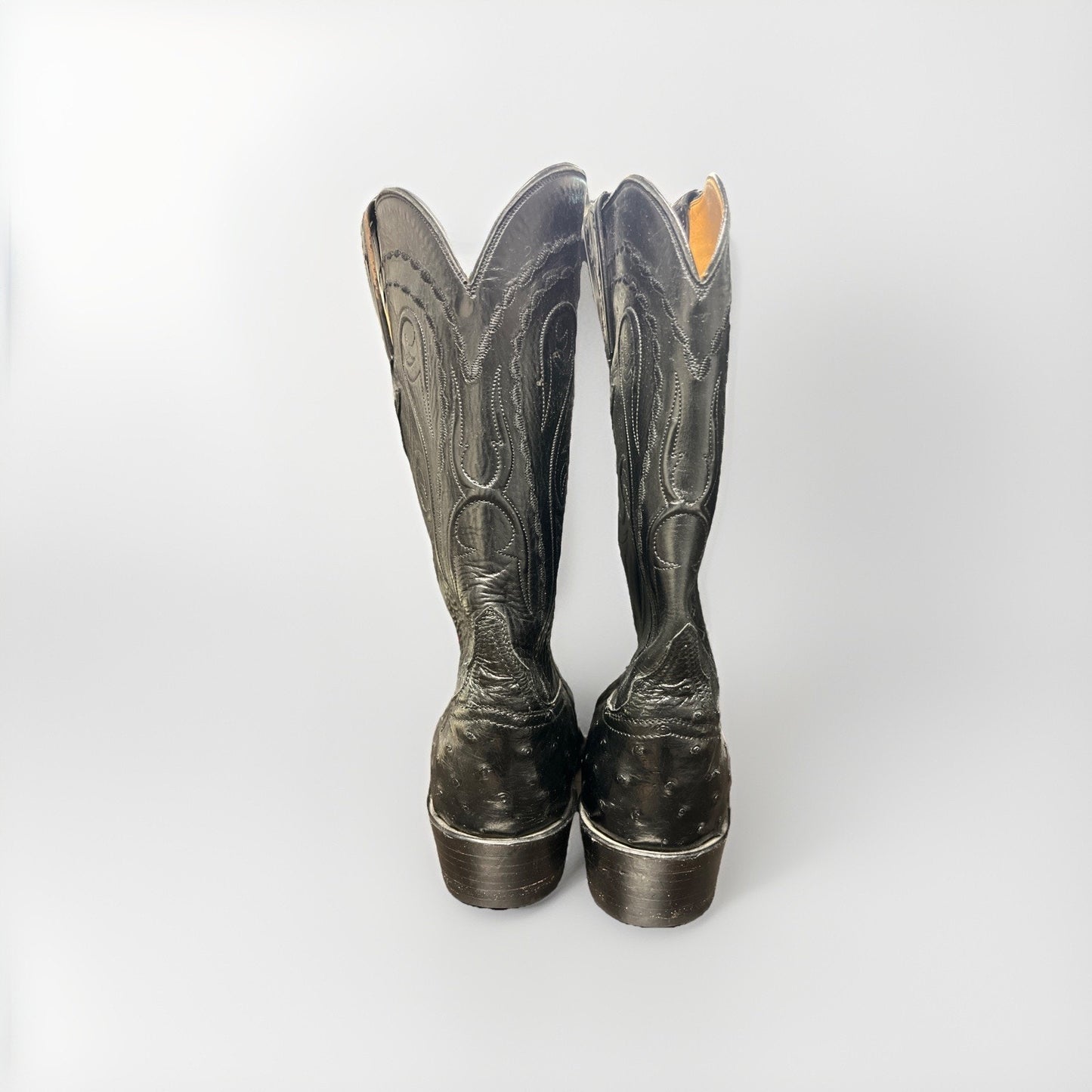 Lucchese Classic Black Full Quill Ostrich Leather Luke Western Boots Sz 11