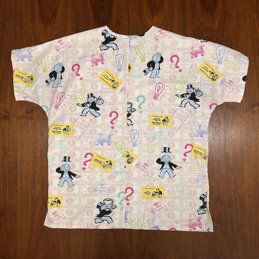 Rare Monopoly the Game Scrub Top XL Women’s Pink
