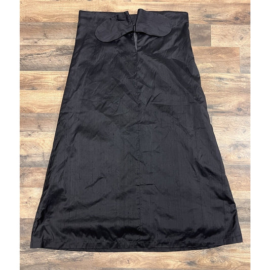 MEGAN PARK Black Silk Skirt Size 1 AU 8 US 4 Vintage Style Collared Waist Midi