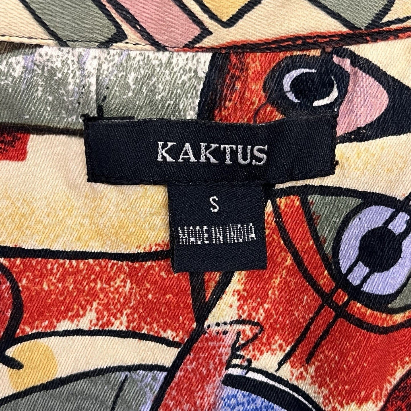 Kaktus Womans Jacket (S) Wearable Art Jazz Colorful Abstract Y2K 90s Button Up