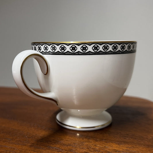 Wedgwood Ulander Black Tea Cup & Saucer Gold Trim Bone China