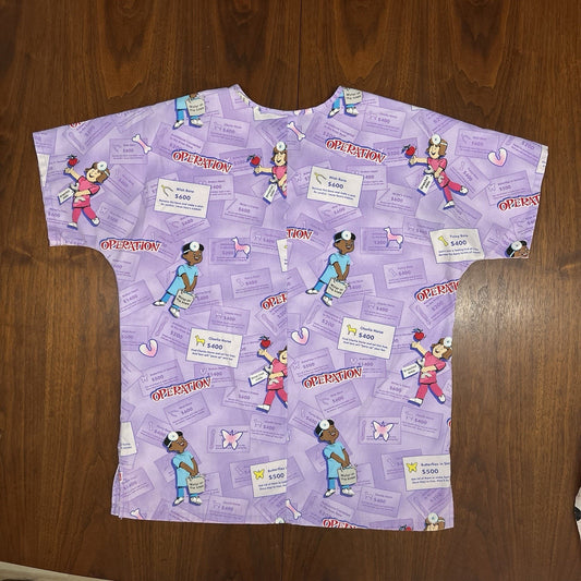 Rare Operation the Game Scrub Top XL Women’s AOP Purple