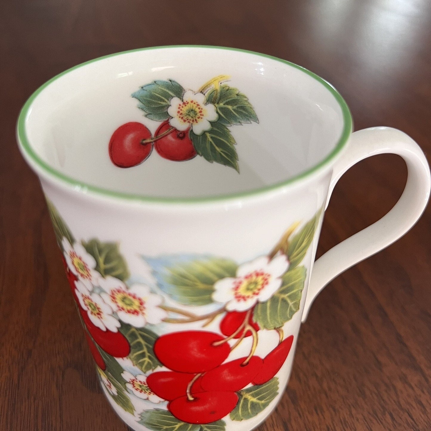 Vintage 90s Crown Trent Fine Bone China Limited “Cherry” Mug Made in England