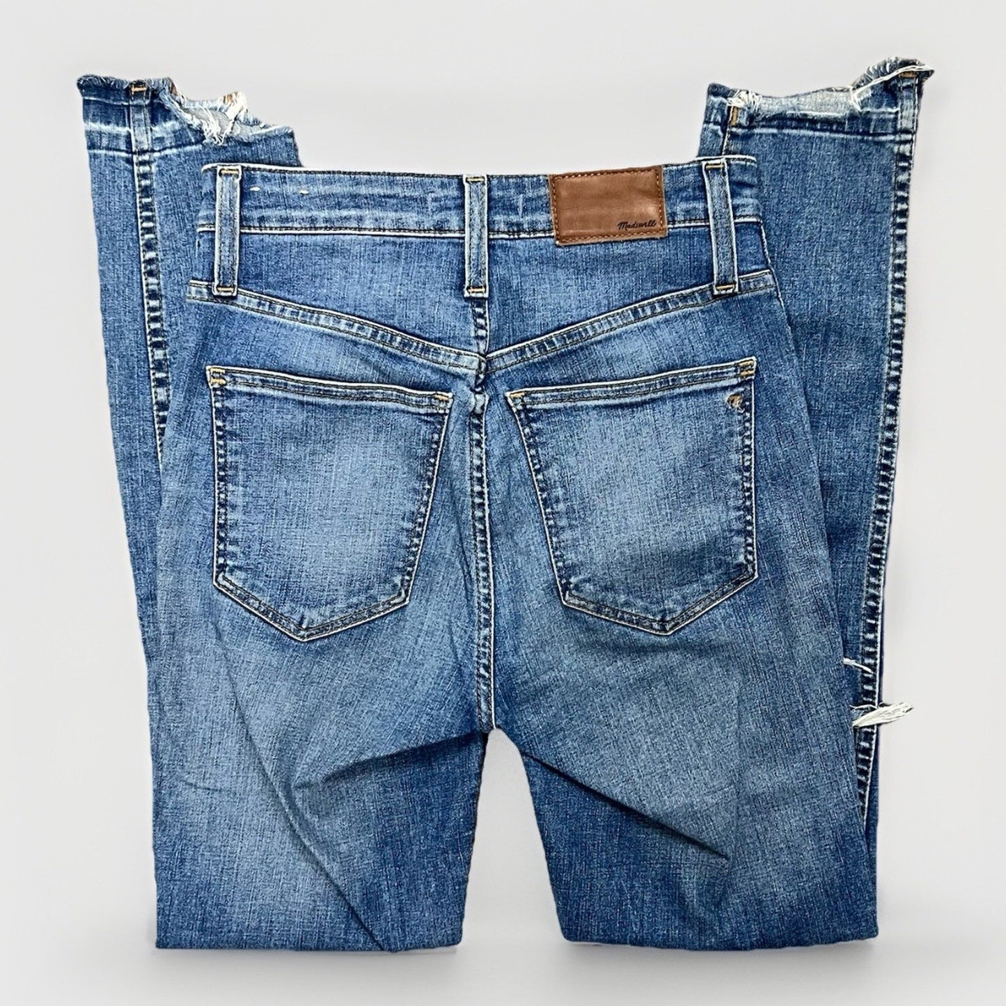 Madewell Sz 25 Curvy High Rise Skinny Jeans Crop Raw Hem Denim Distressed