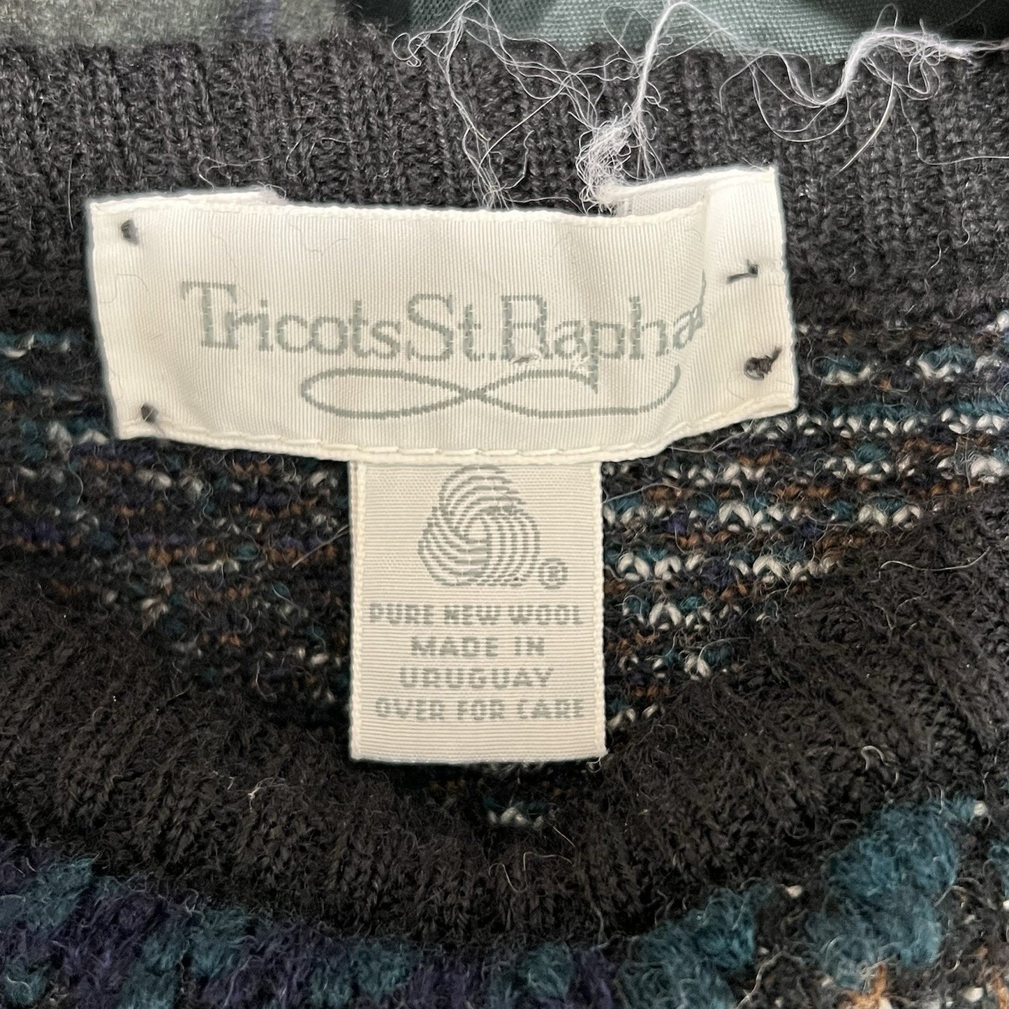 Tricots St. Raphael Wool Sweater (M) Dark Academia Grandpa Crew Neck Heritage
