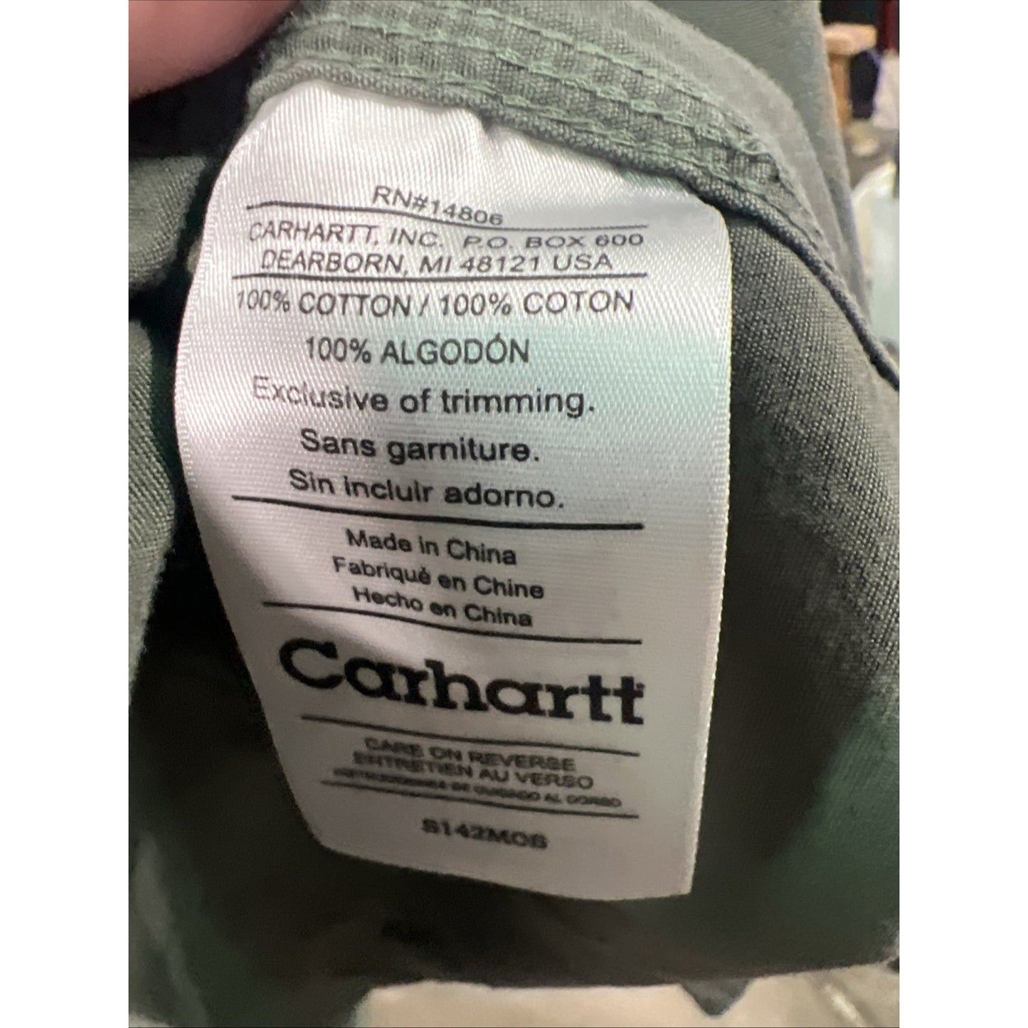 Carhartt Olive Green Button Up Long Sleeve Shirt Size Small