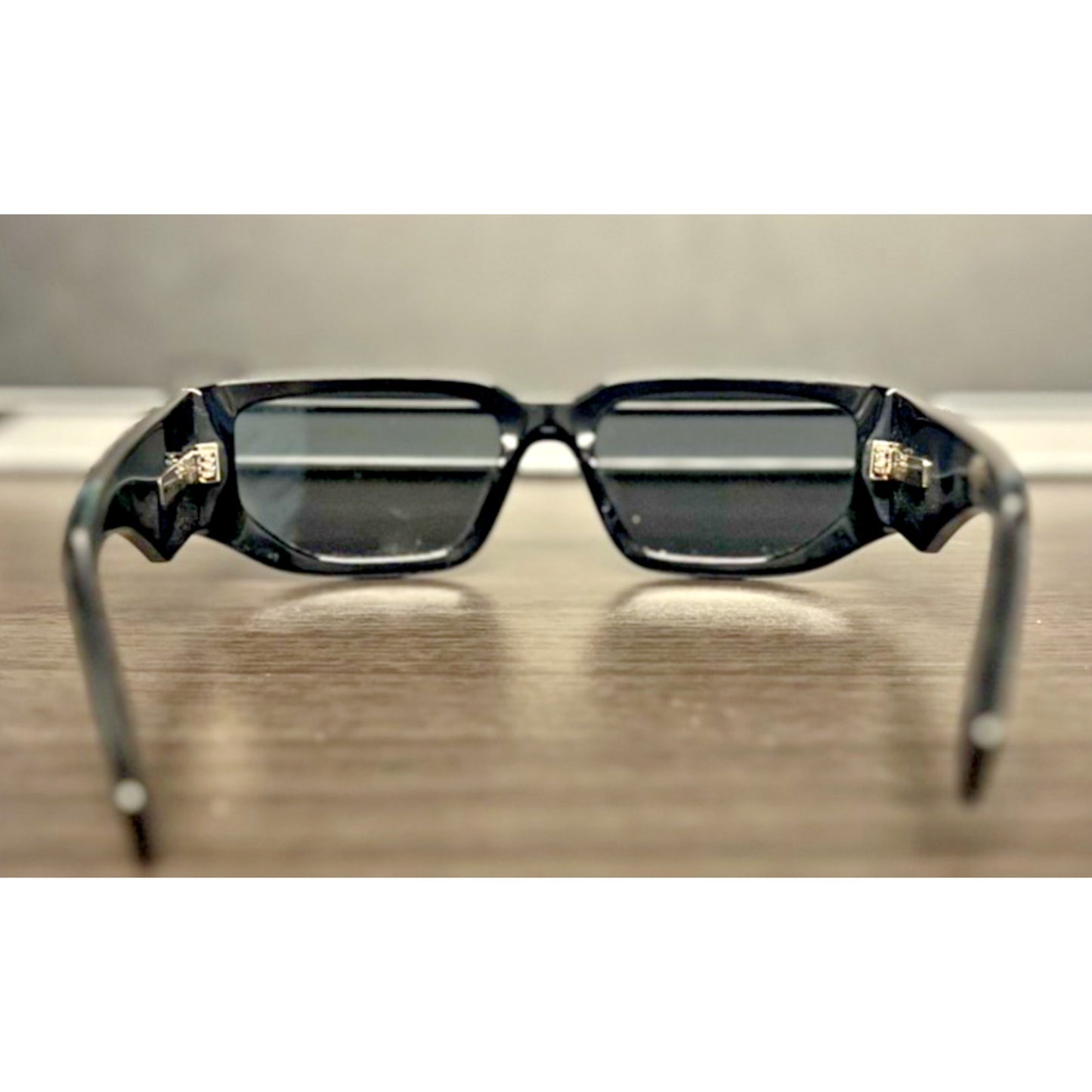 PRADA Milano Women's Rectangle Sunglasses Black Frame Black Lenses