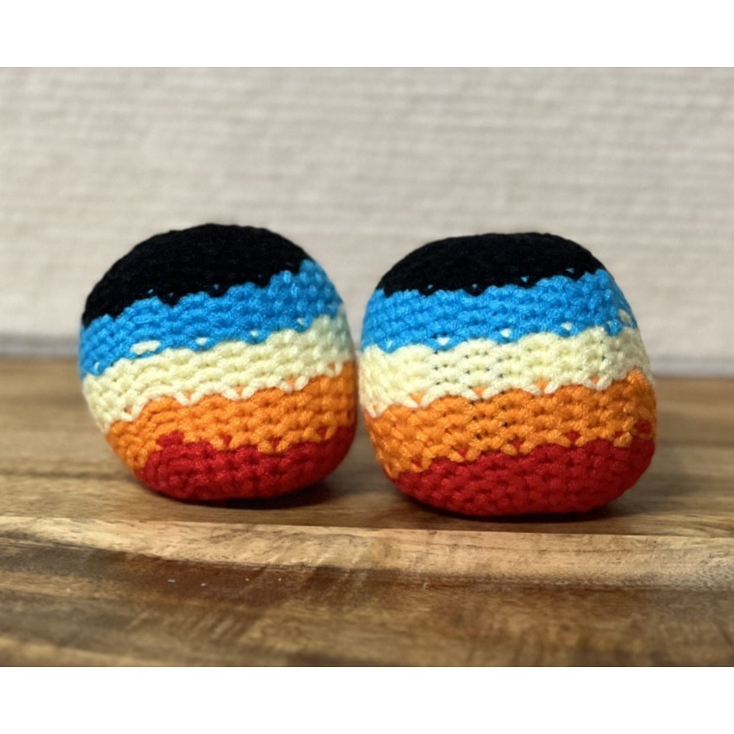 Handwoven Multi-Color Crochet Hacky Sack Footbag | Kick Ball Juggling Toy