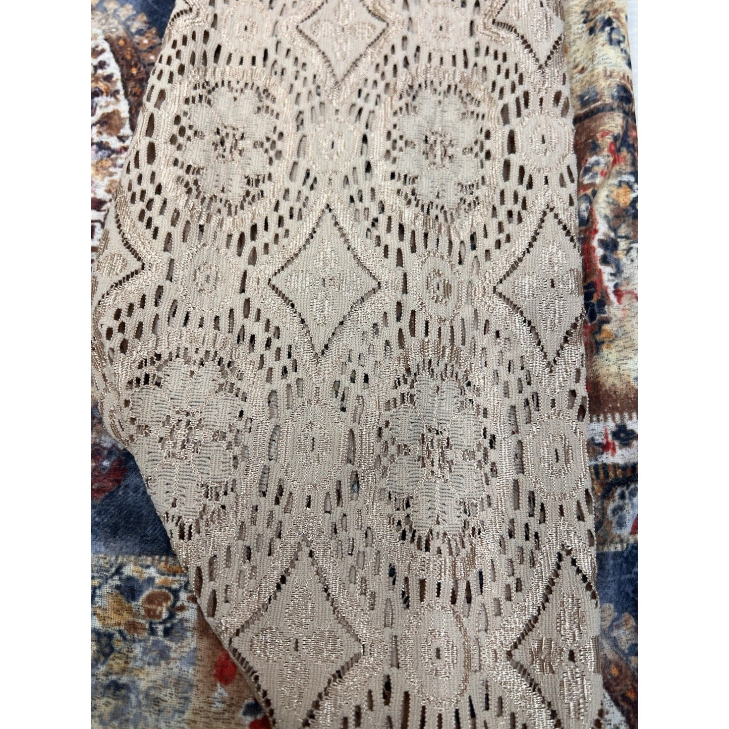 Vtg Nancy Bolen City Girl Patchwork Paisley Skirt Top Set XL Boho Lace 2pc USA