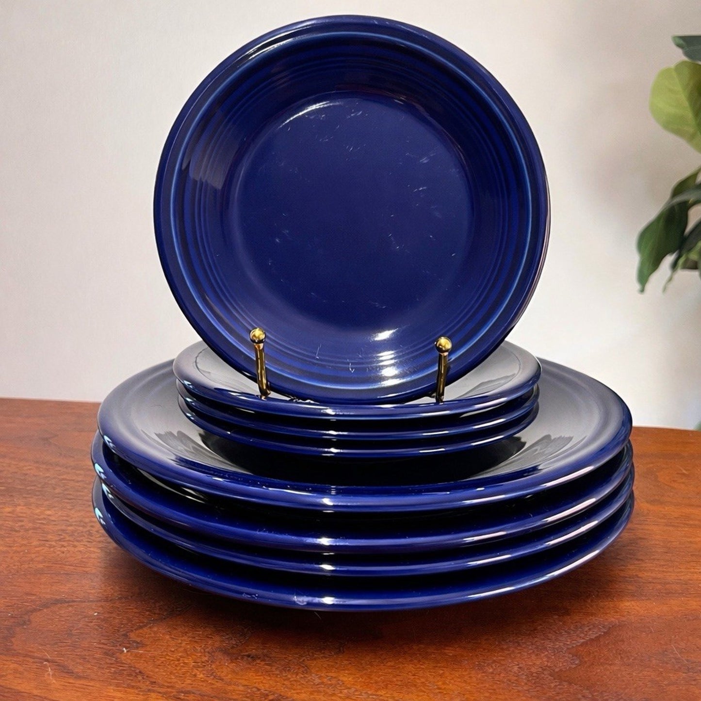 8 Pc Fiesta Cobalt Blue Plate Set Dinner & Salad HLC Homer Laughlin USA