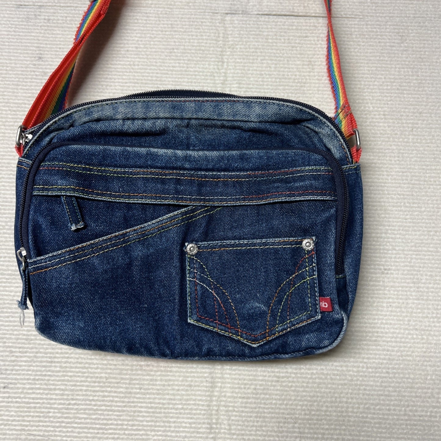 Vintage Y2K New Balance 4 Compartment Denim Cross Body Purse - Missing 1 Zipper