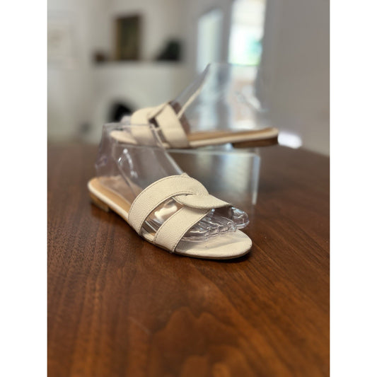 KAANAS Stradivarius Women’s White Leather Slip-on Sandals Women’s Size 7