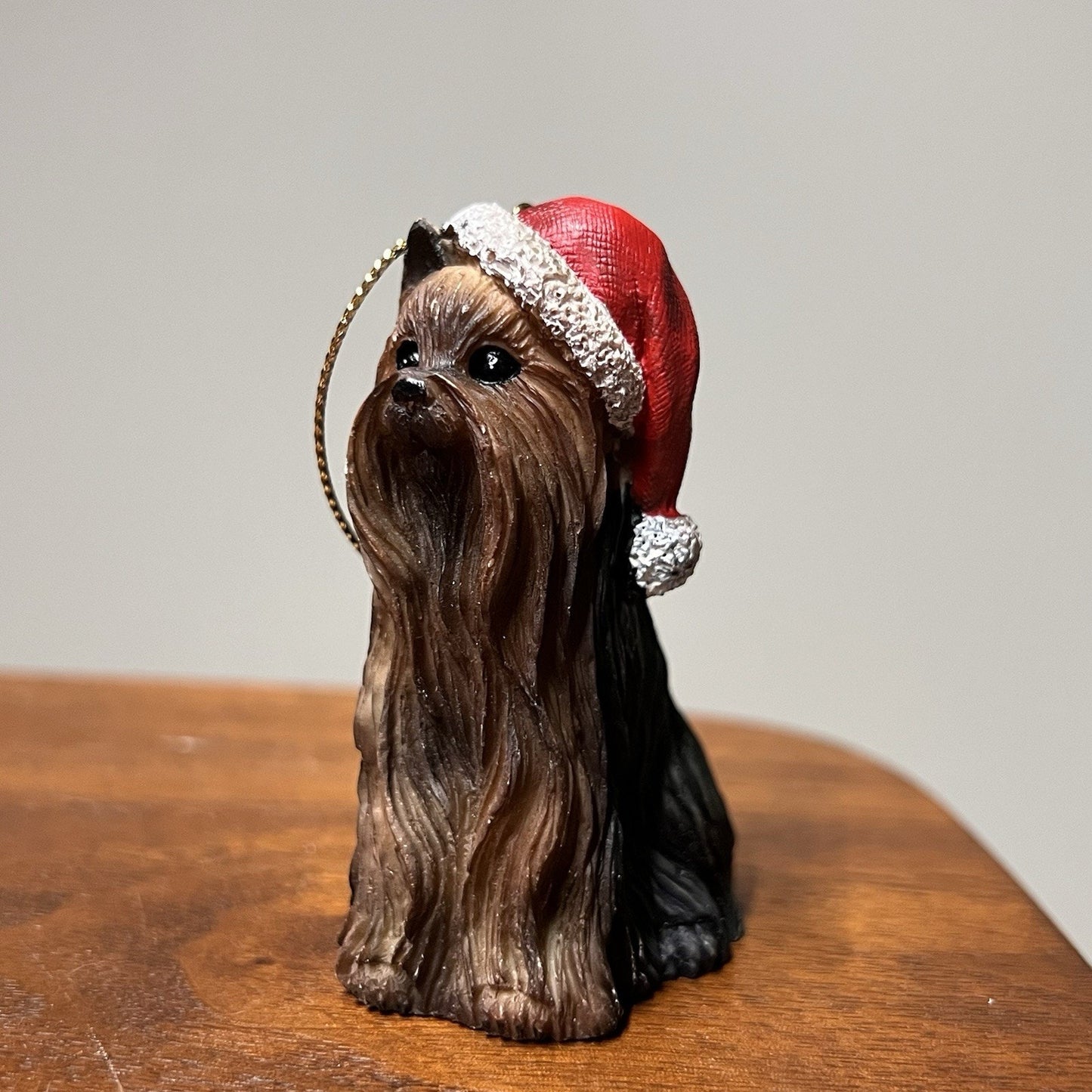 Yorkshire Terrier Kurt Adler Ornament Christmas Santa Hat Resin Holiday Box