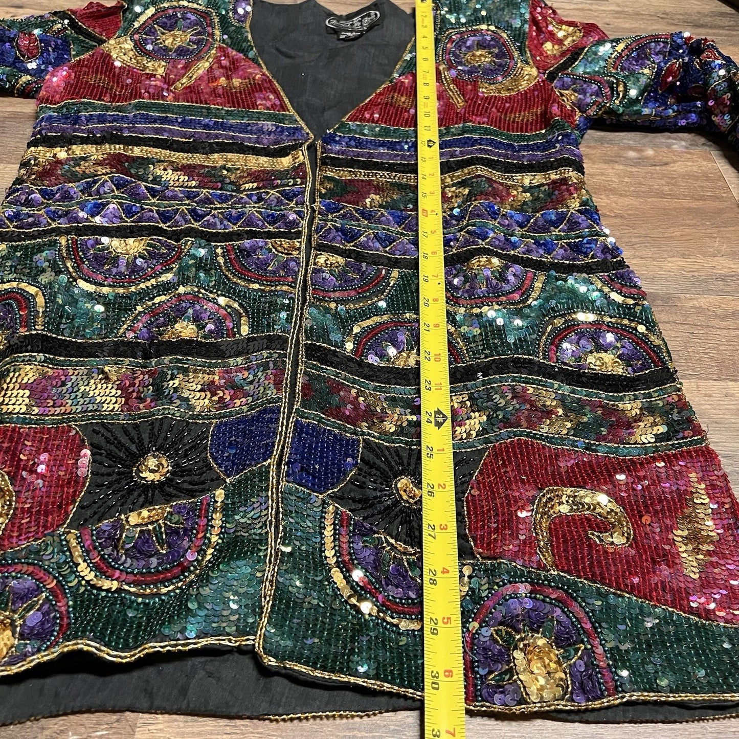 100% Silk Vintage Jean for Joseph Le Bon (M) Sequin Holiday Unique Retro Jacket