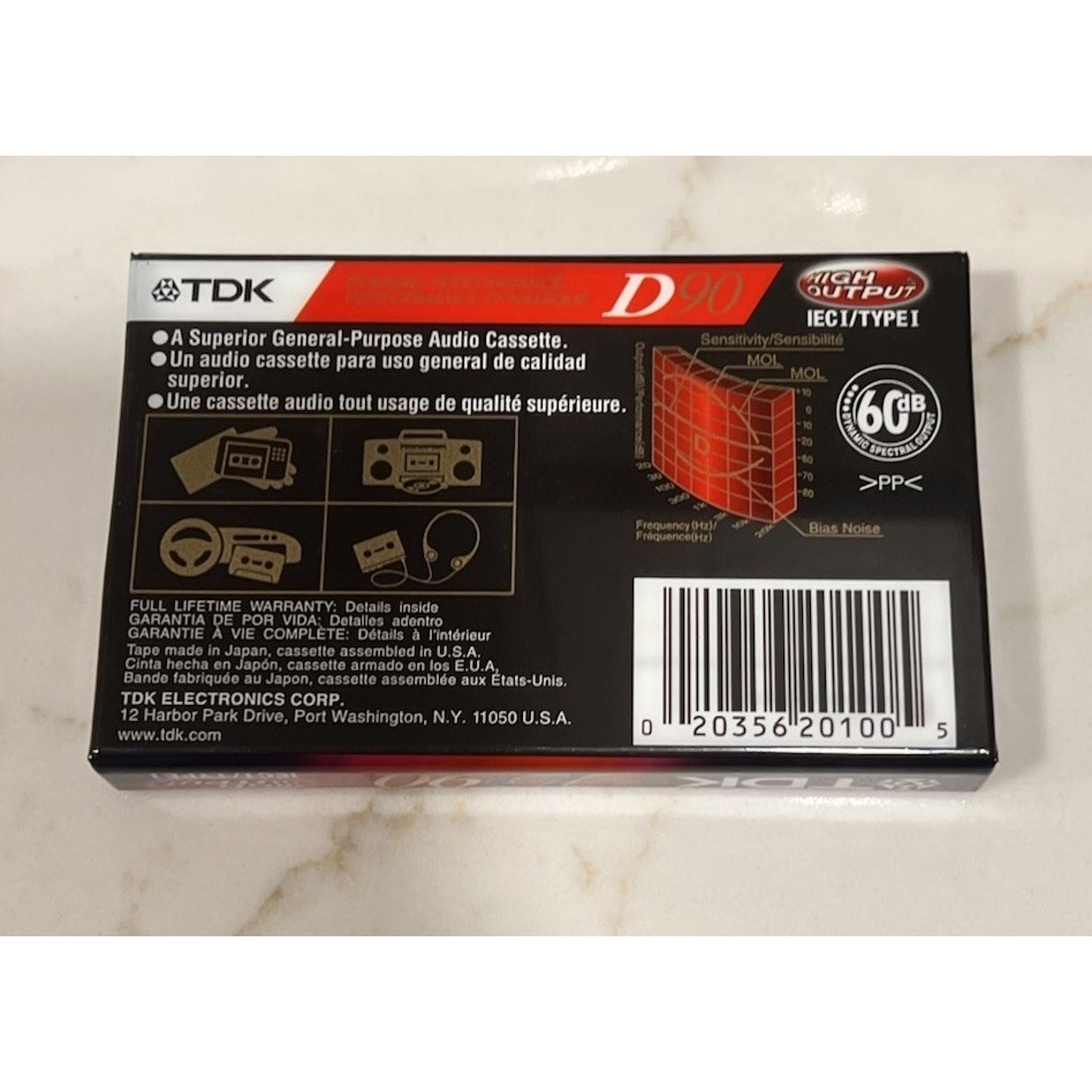 Vtg TDK D90 High Output Blank Audio Cassette Tape Type I Normal Bias NOS Sealed