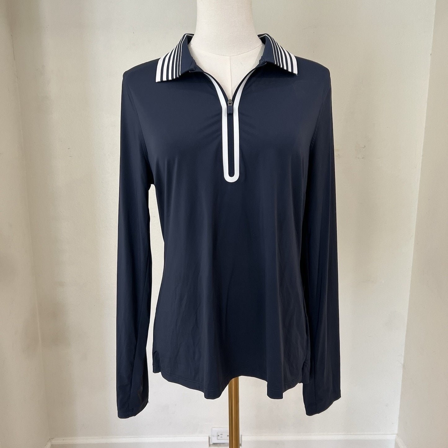 G/Fore Women's (M) Long Sleeve 1/4 Zip Polo Blue Silky Tech Retro Lightweight
