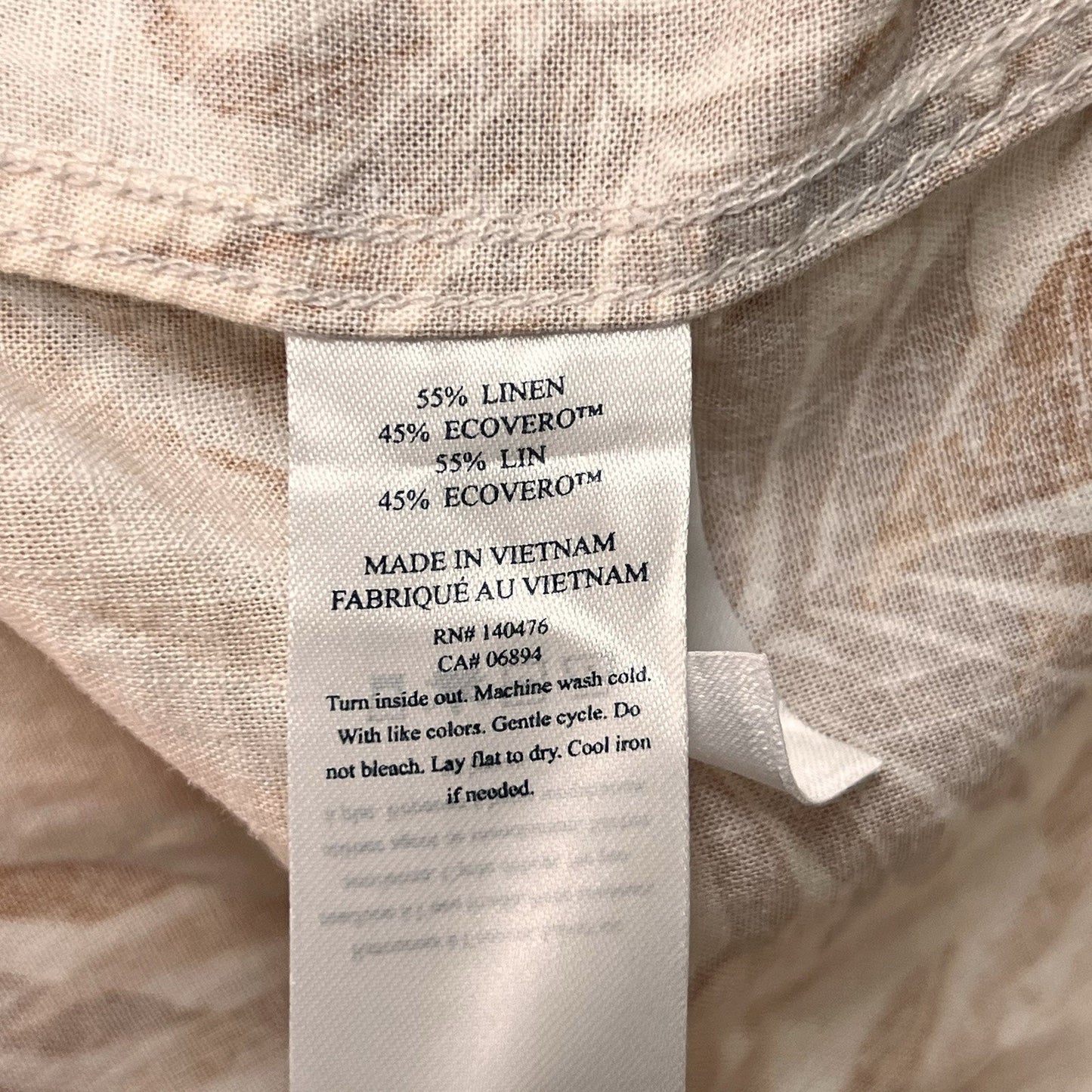 Faherty Women's Linen Blend Gemina Relaxed Shirt Dress XL Beach Tropical Coastal