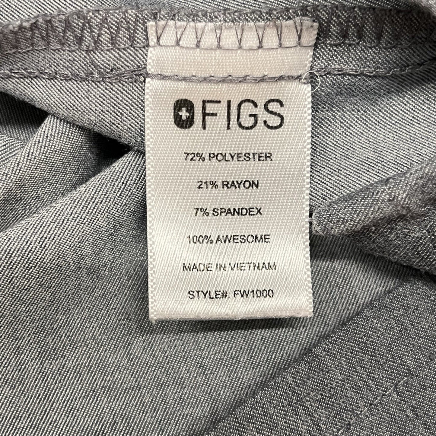 FIGS Catrina Women’s 1-Pocket Graphite Size S Scrub Top #fw1000