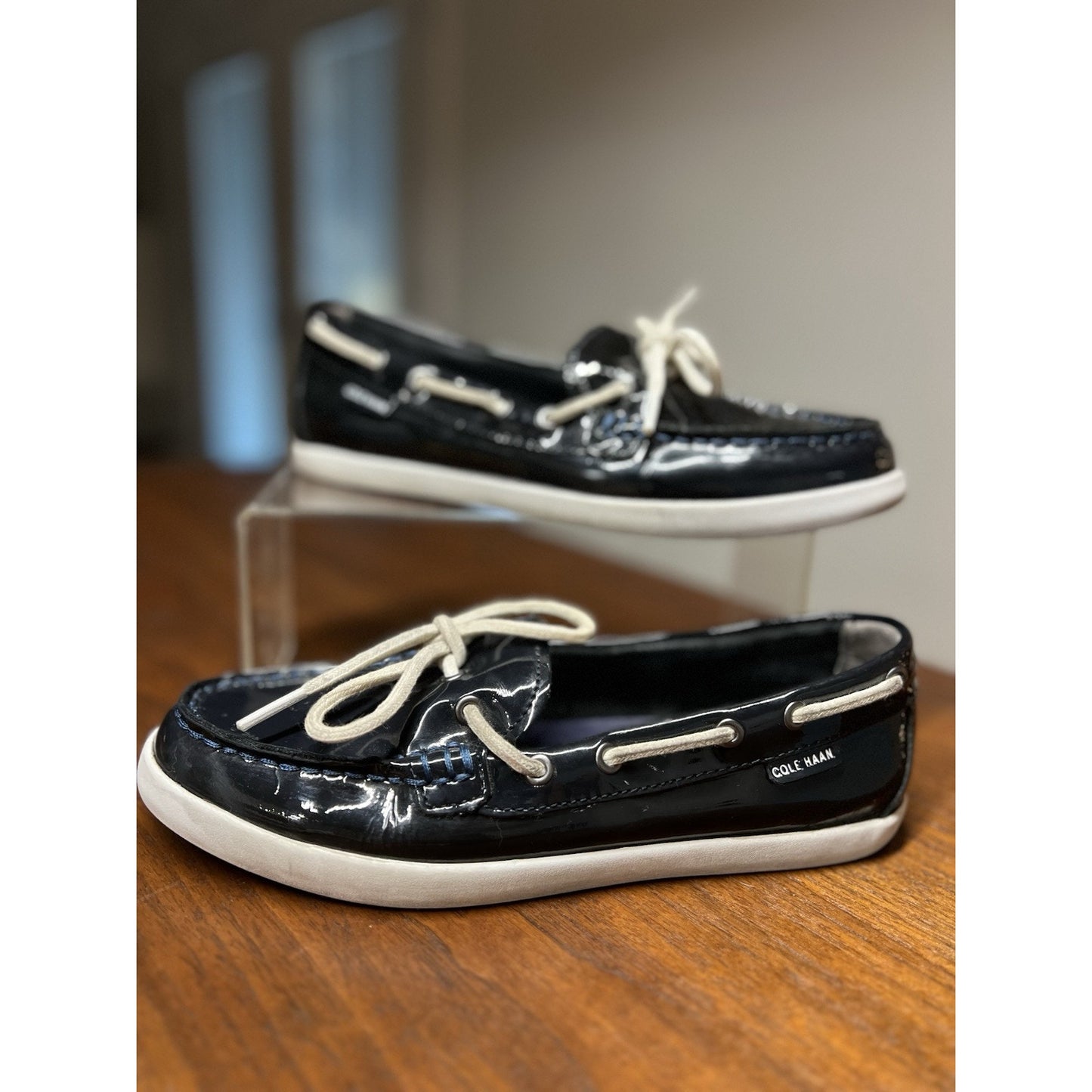 Cole Haan 1928 Women’s Patent Navy Slip On Boat Shoes Size 7B