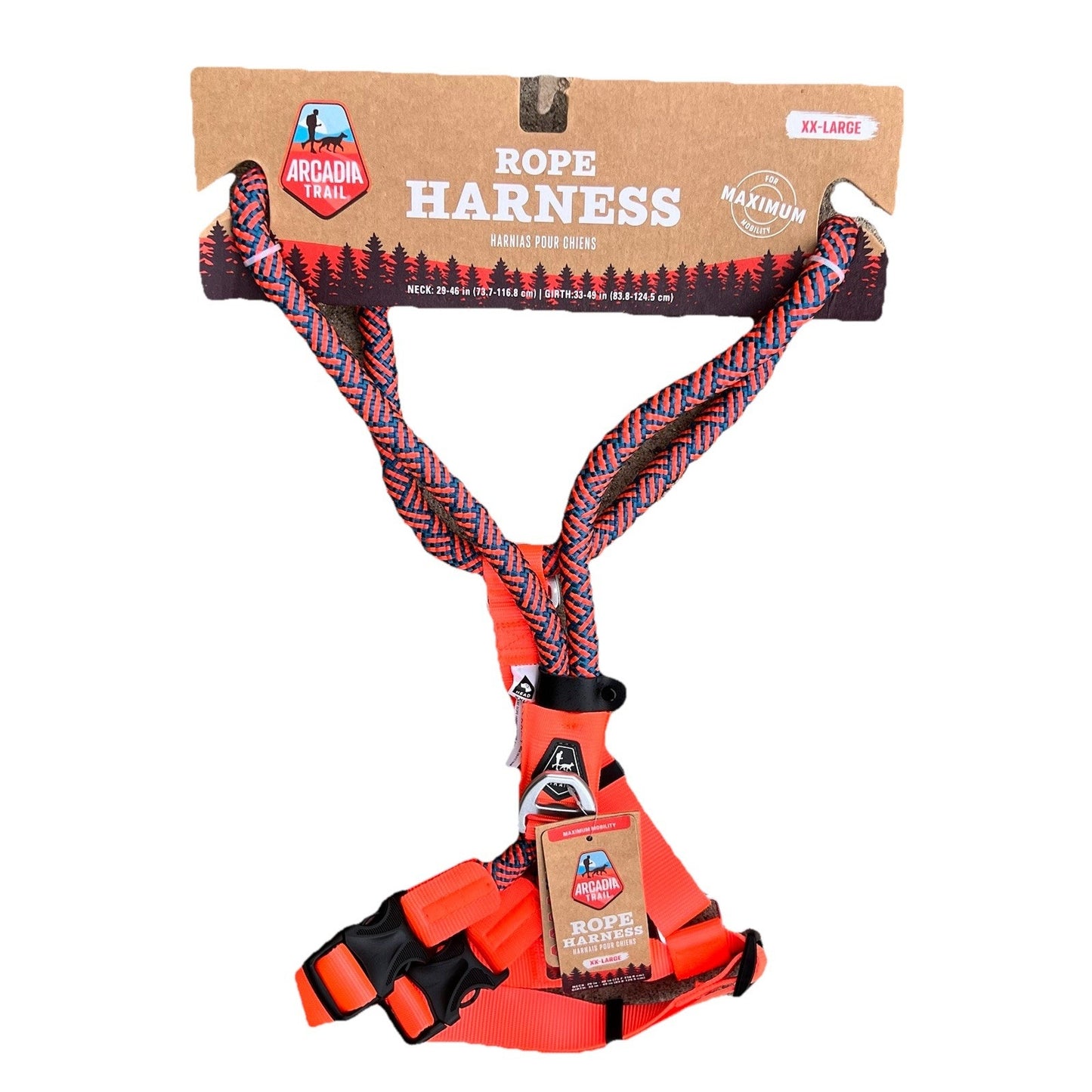 NWT Arcadia Trail XXL Unisex Dog Puppy Rope Harness Orange Blue Paracord Outdoor