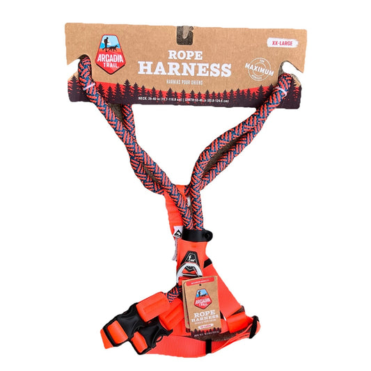 NWT Arcadia Trail XXL Unisex Dog Puppy Rope Harness Orange Blue Paracord Outdoor