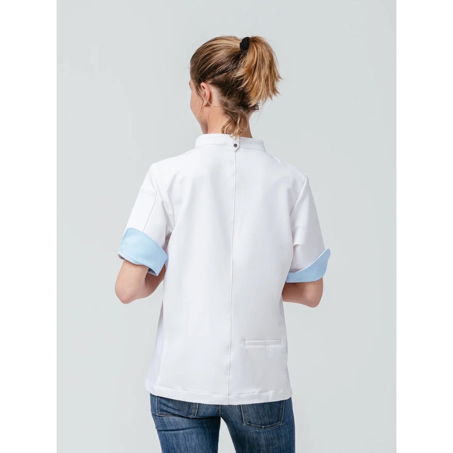 NWT Helt Studios Lg Stephany Crewtech Short Sleeve Chef Coat White Women Uniform
