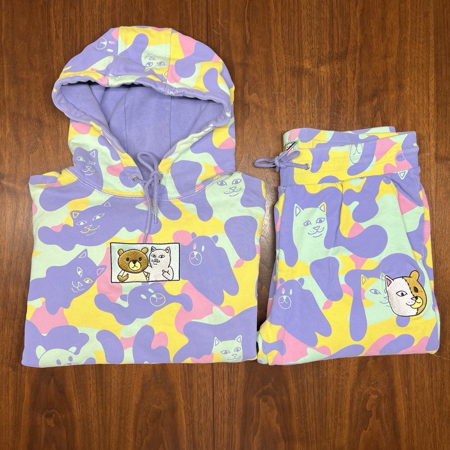 Ripndip x Teddy Fresh Hoodie Sweatpants Set (L) Unisex Pastel Camo Pullover