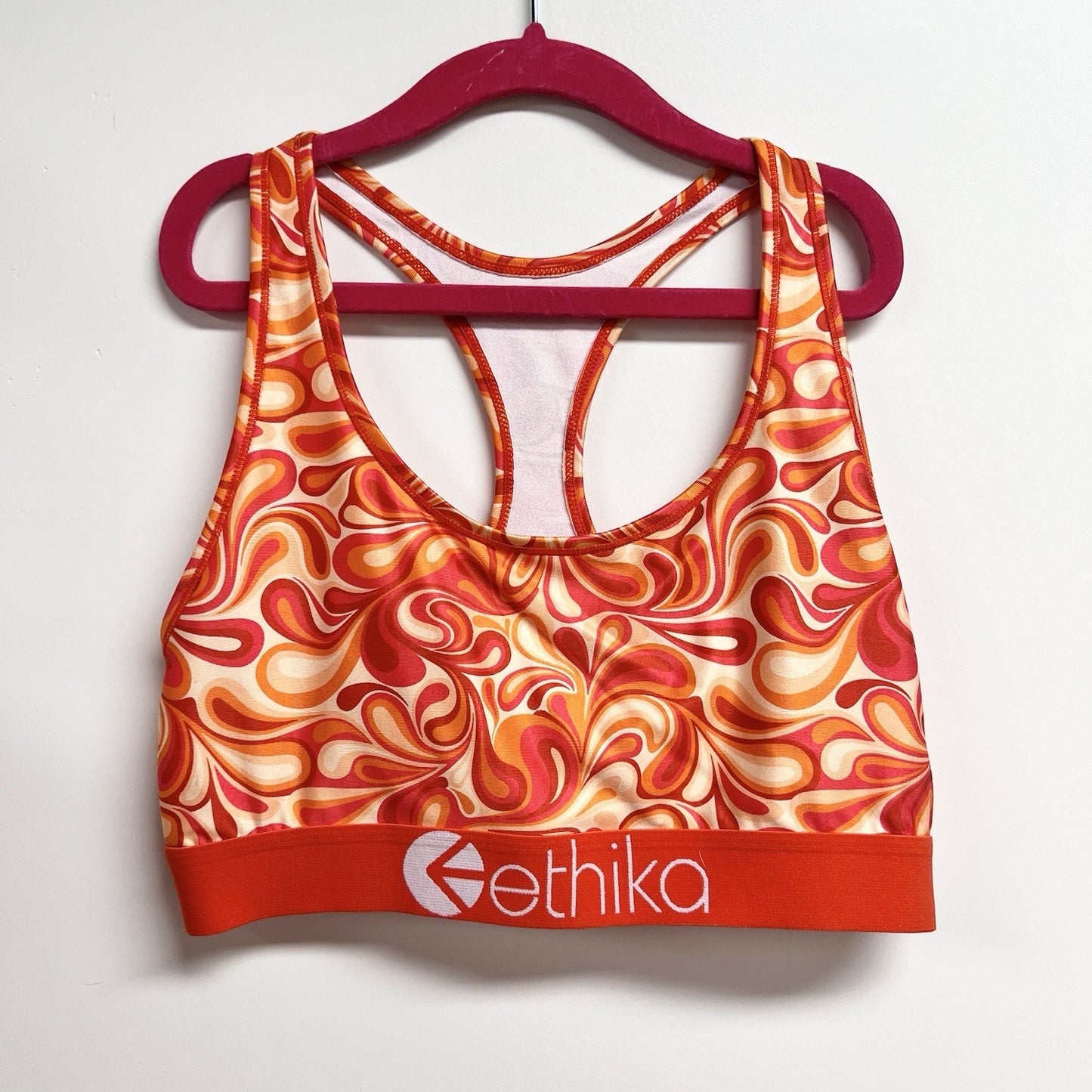 Ethika Sports Bra Boy Short Set (L) Women’s Magma Vibrant Athletic Red Orange