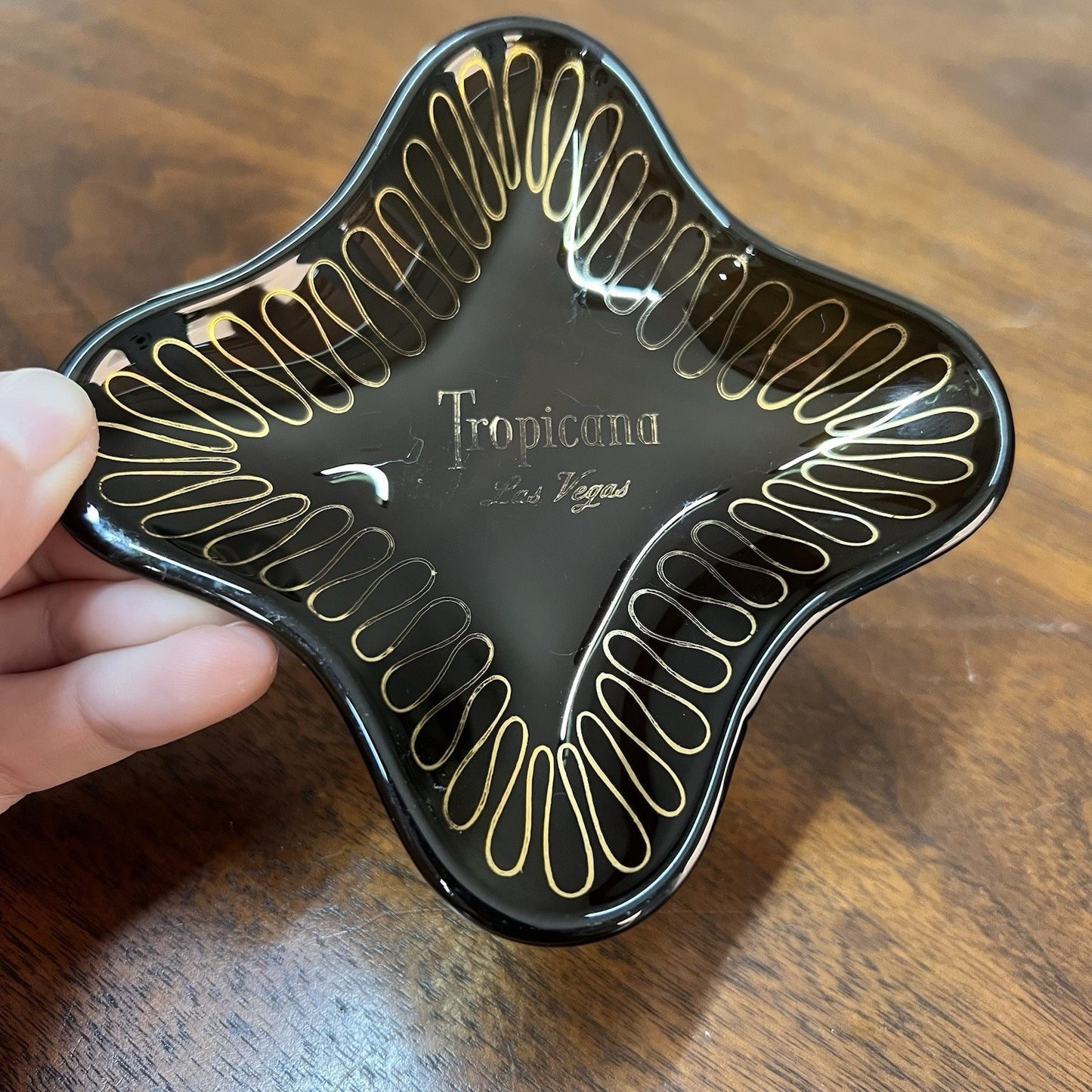 Vintage Smoked Glass Ashtray Tropicana Las Vegas Hotel Casino Souvenir Gold