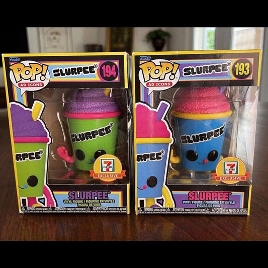 Funko Pop 7-Eleven Blacklight Slurpee 193 & 194 Ad Icon Exclusive Collectible