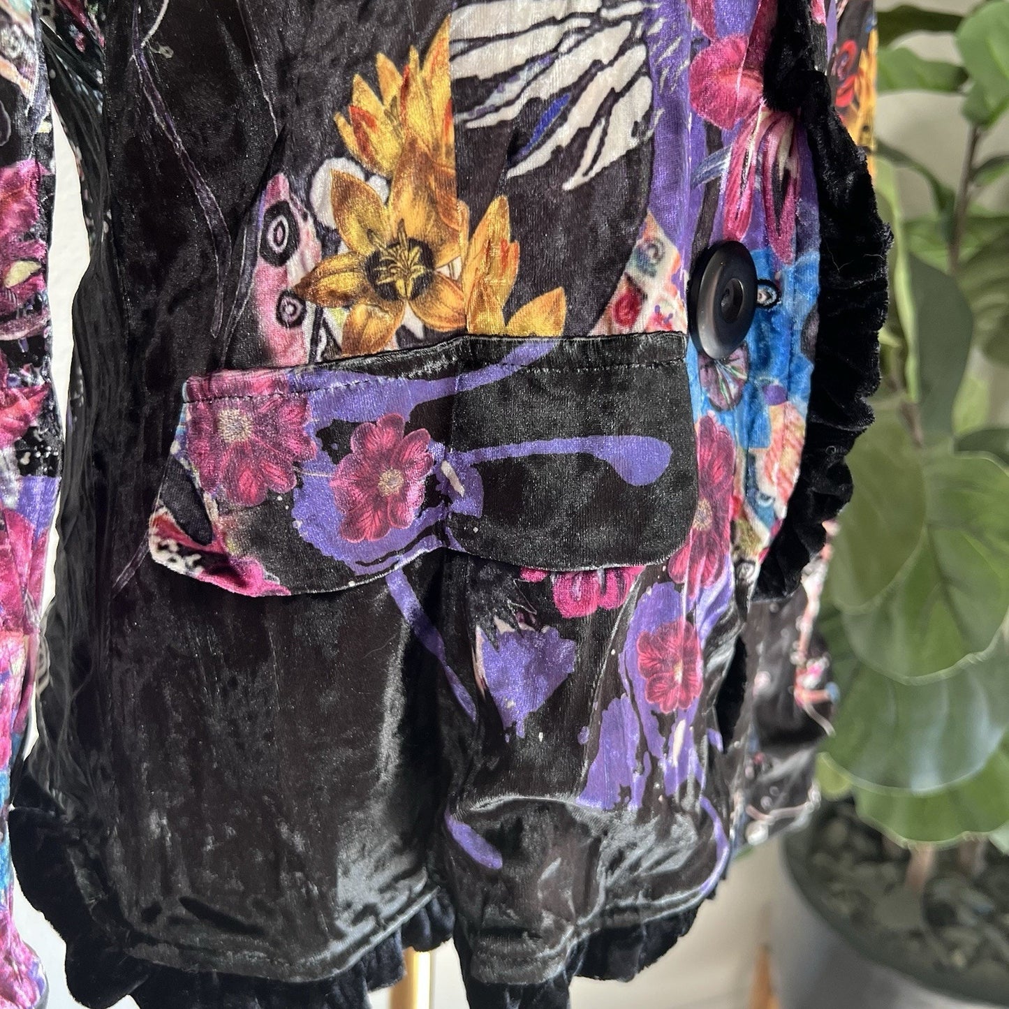 Alberto Makali Velvet Blazer Floral (L) Gothic Witchy Romantic Wearable Art