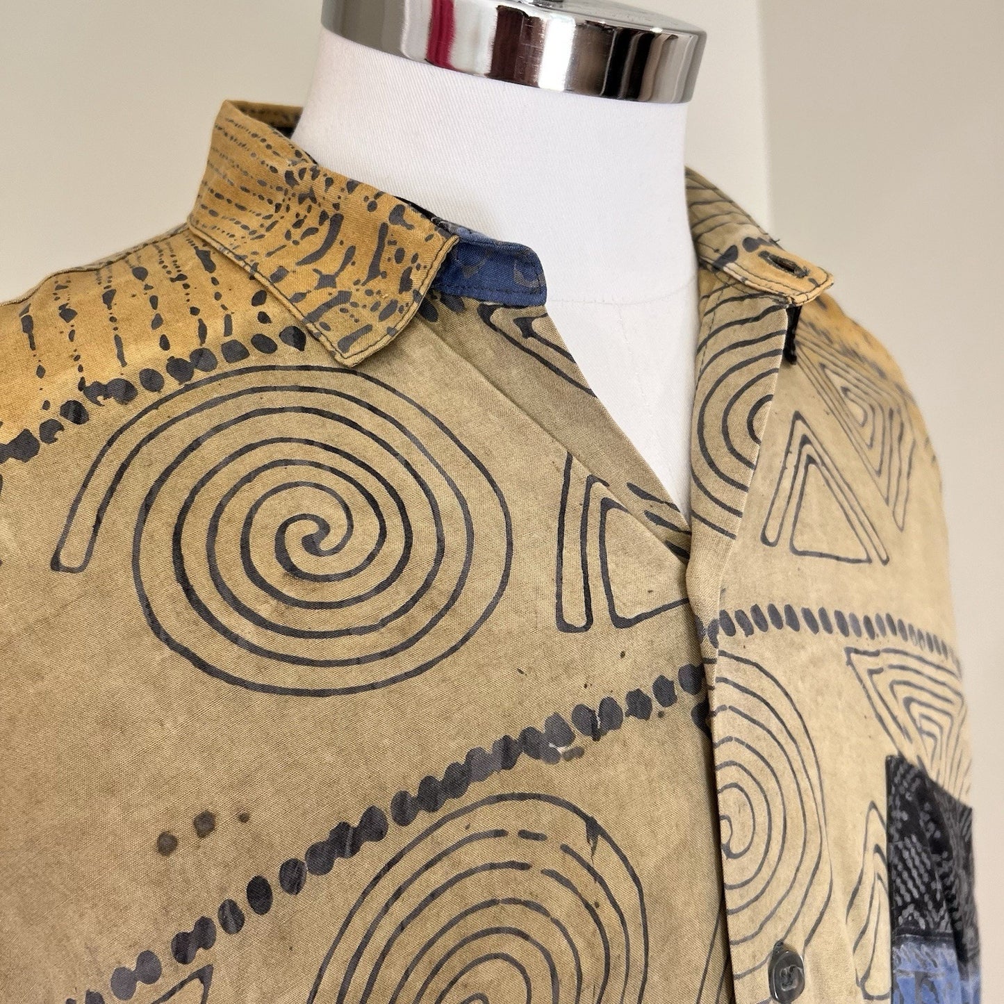 Vintage 90s Climate (M) Men’s Button Up Batik Tribal Oversized Unisex Artsy Boho