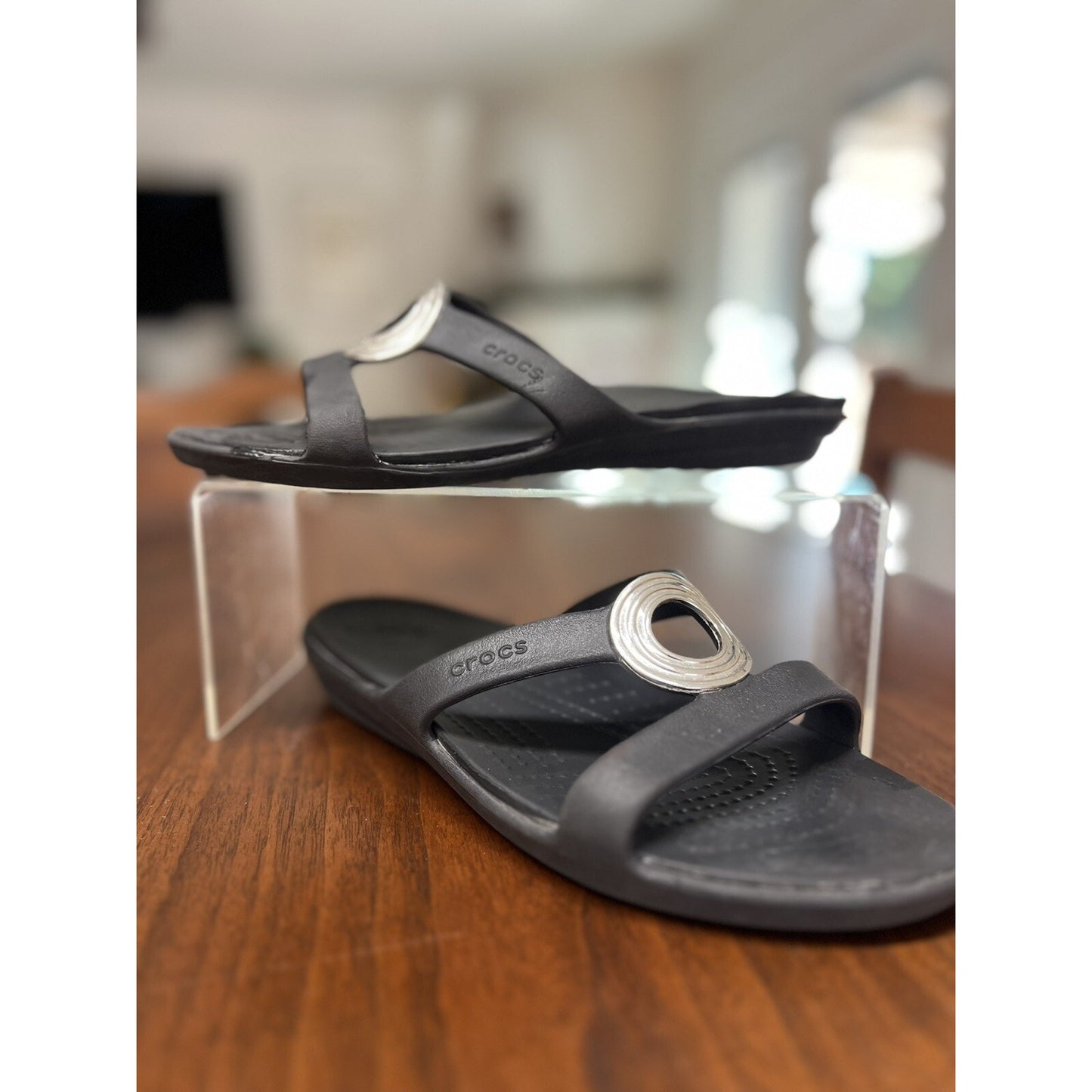 Gray/Black Women’s Sandals With Stainless Steel Buckle Size