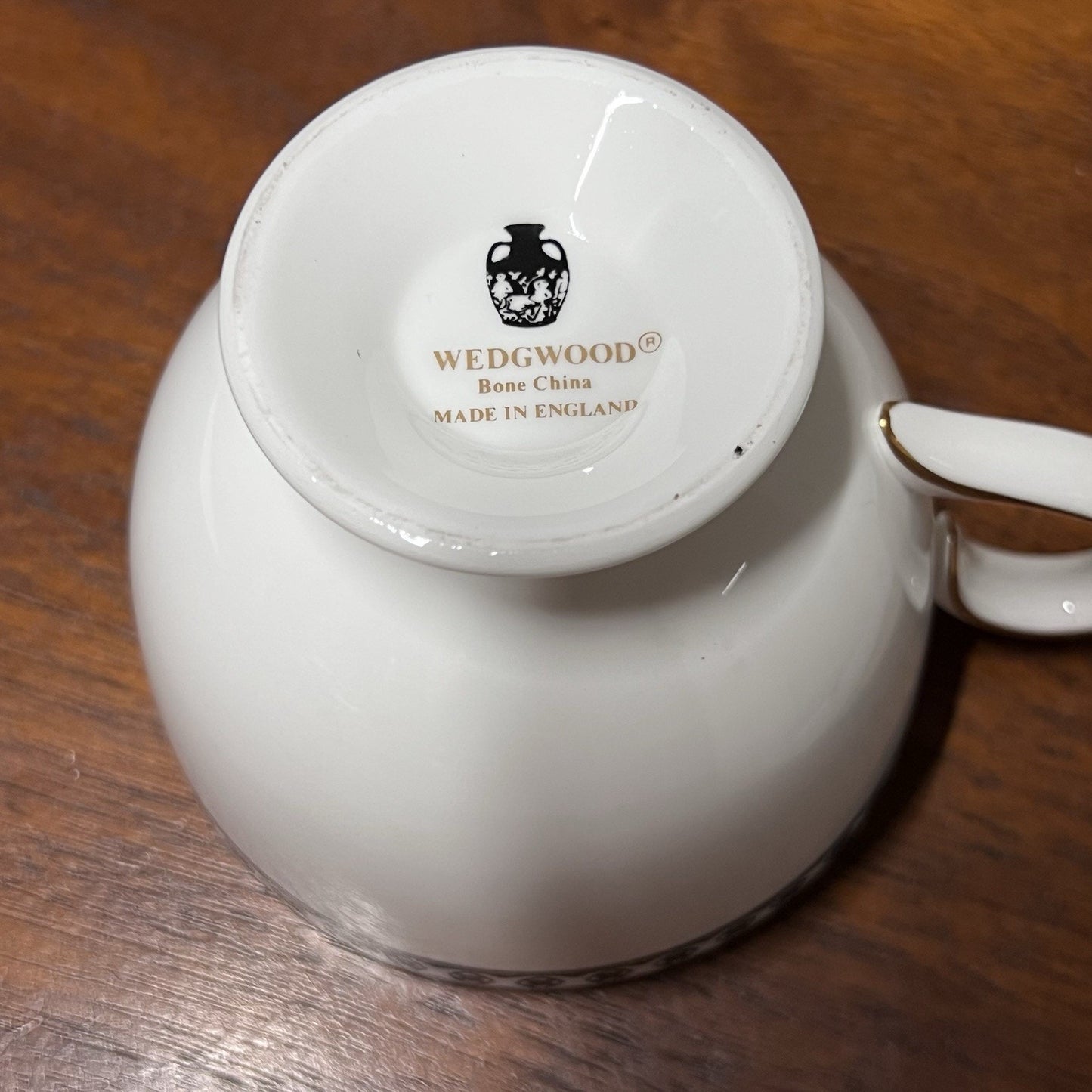 Wedgwood Ulander Black Tea Cup & Saucer Gold Trim Bone China