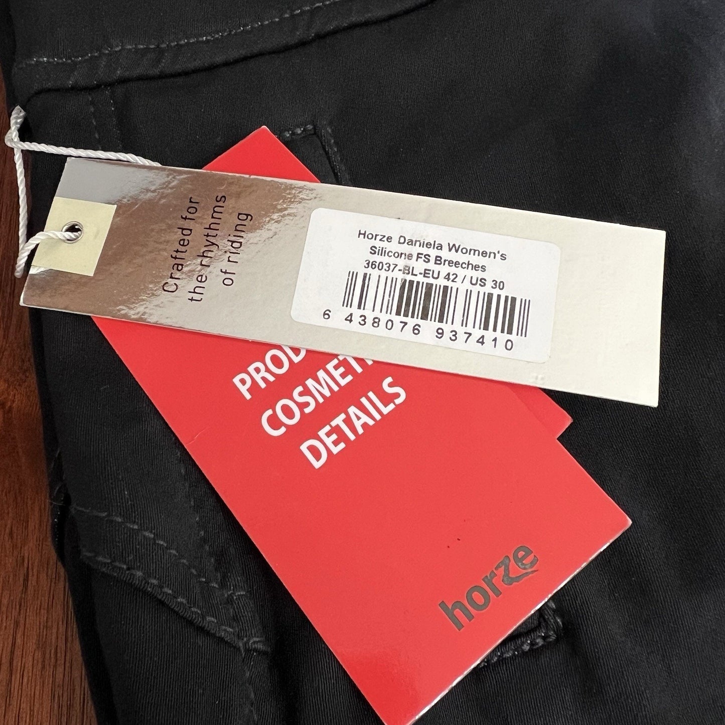 NWT Horze Daniela Breeches Sz 30 Silicone Grip Full Seat Black Womens Riding