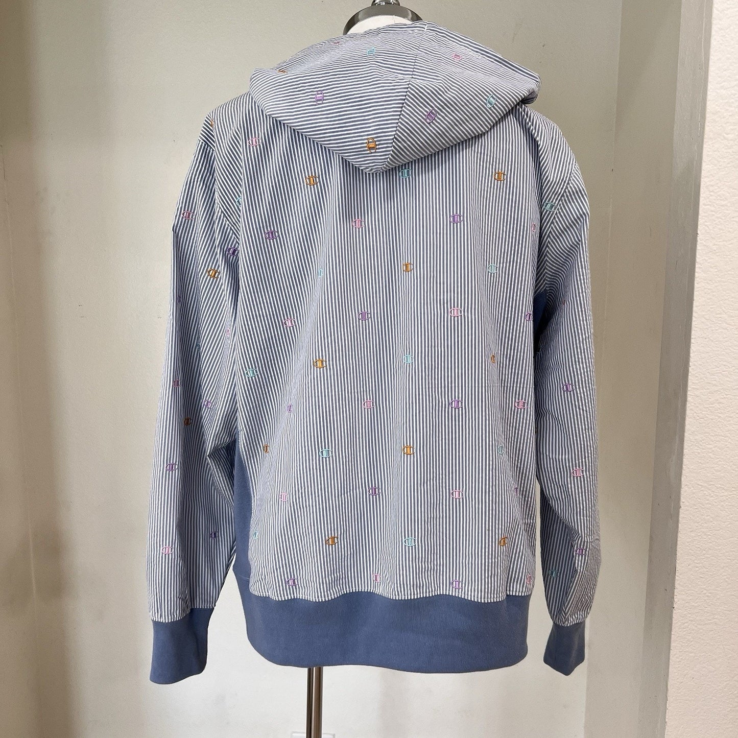 Champion 1/4 Zip Hoodie XL AOP Logo Retro Y2K Preppy Monogram 90s Pullover
