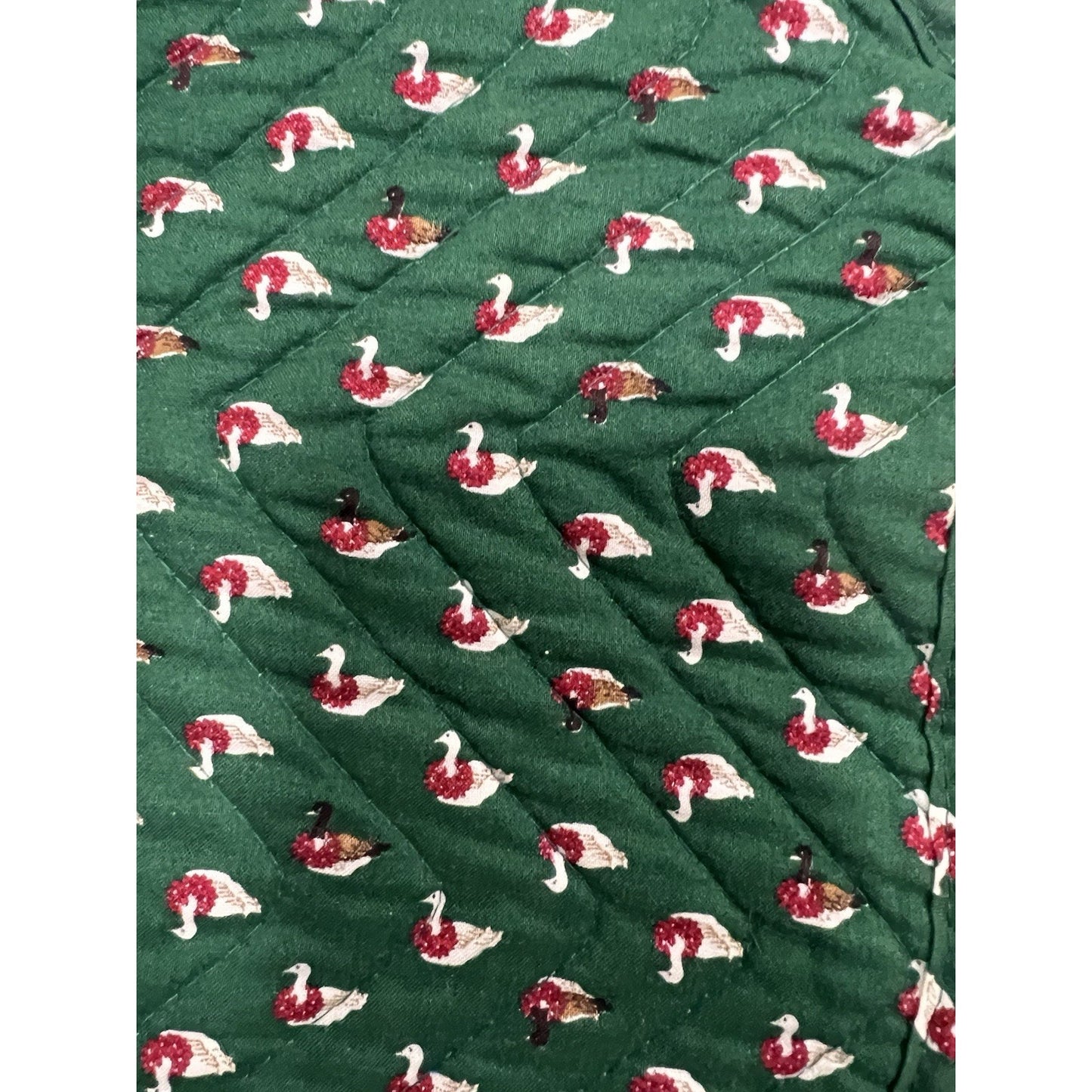 Vtg Cranston Print Works Christmas Ducks Geese Quilted Placemats Green Lot Of 6