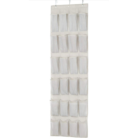 Amazon Basics 24 Medium Pocket Over-the-Door Hanging Shoe Light Grey