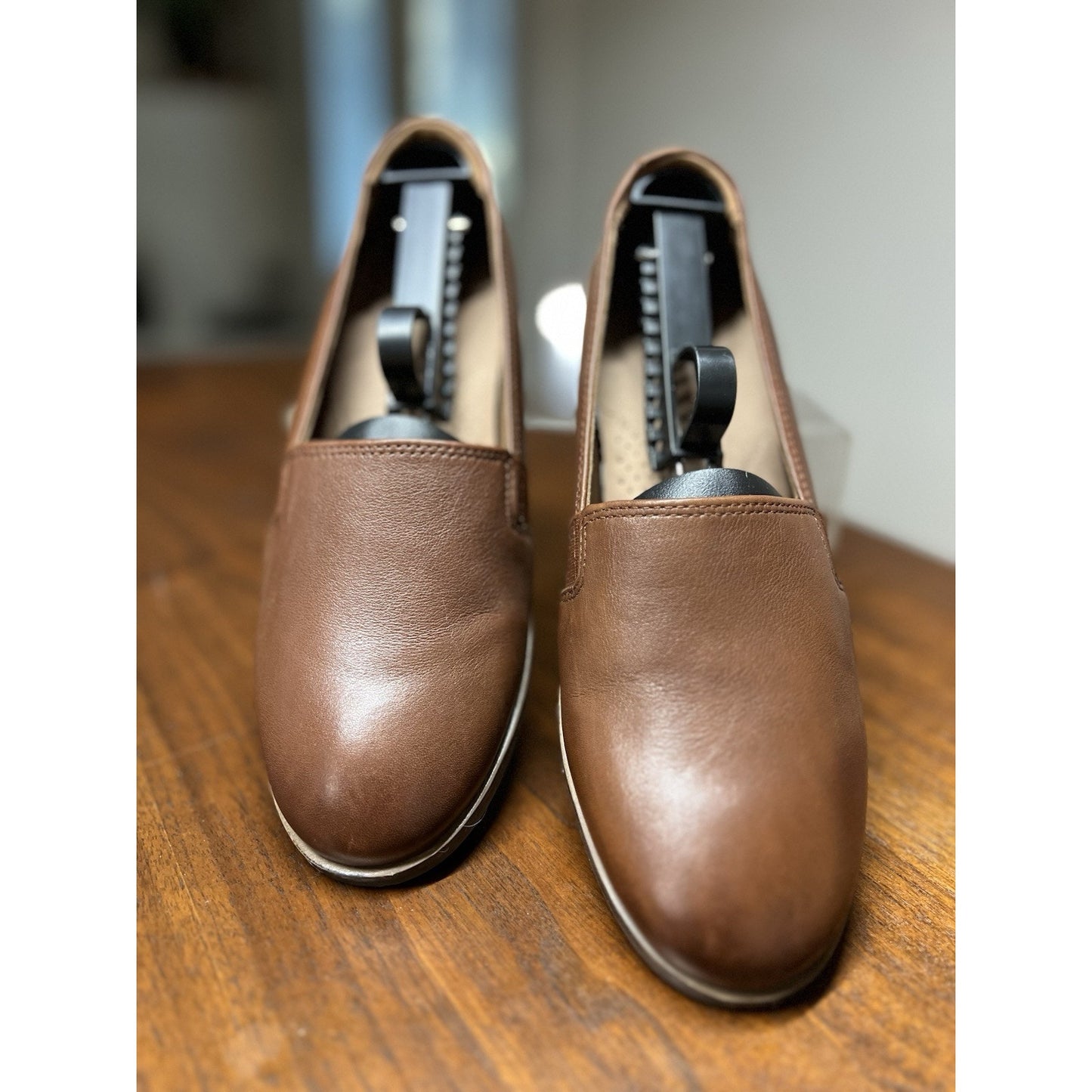 Clarks (7.5M) Trish Diva Flat Brown Leather Loafer Cushion Ortho 1” Heel Shoes