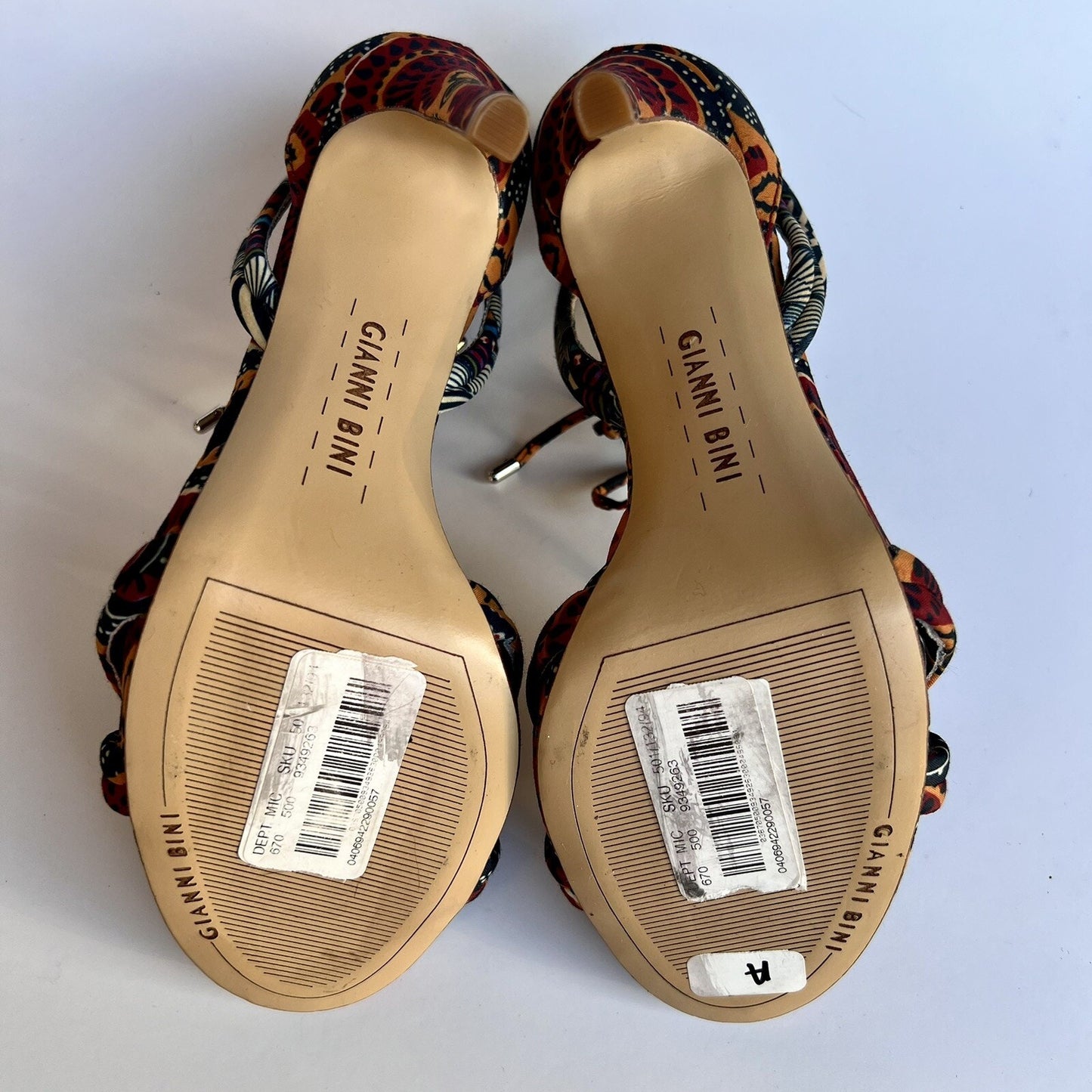 NEW Gianni Bini 7.5M African Ankle Tie Leather Stiletto Designer High Heel
