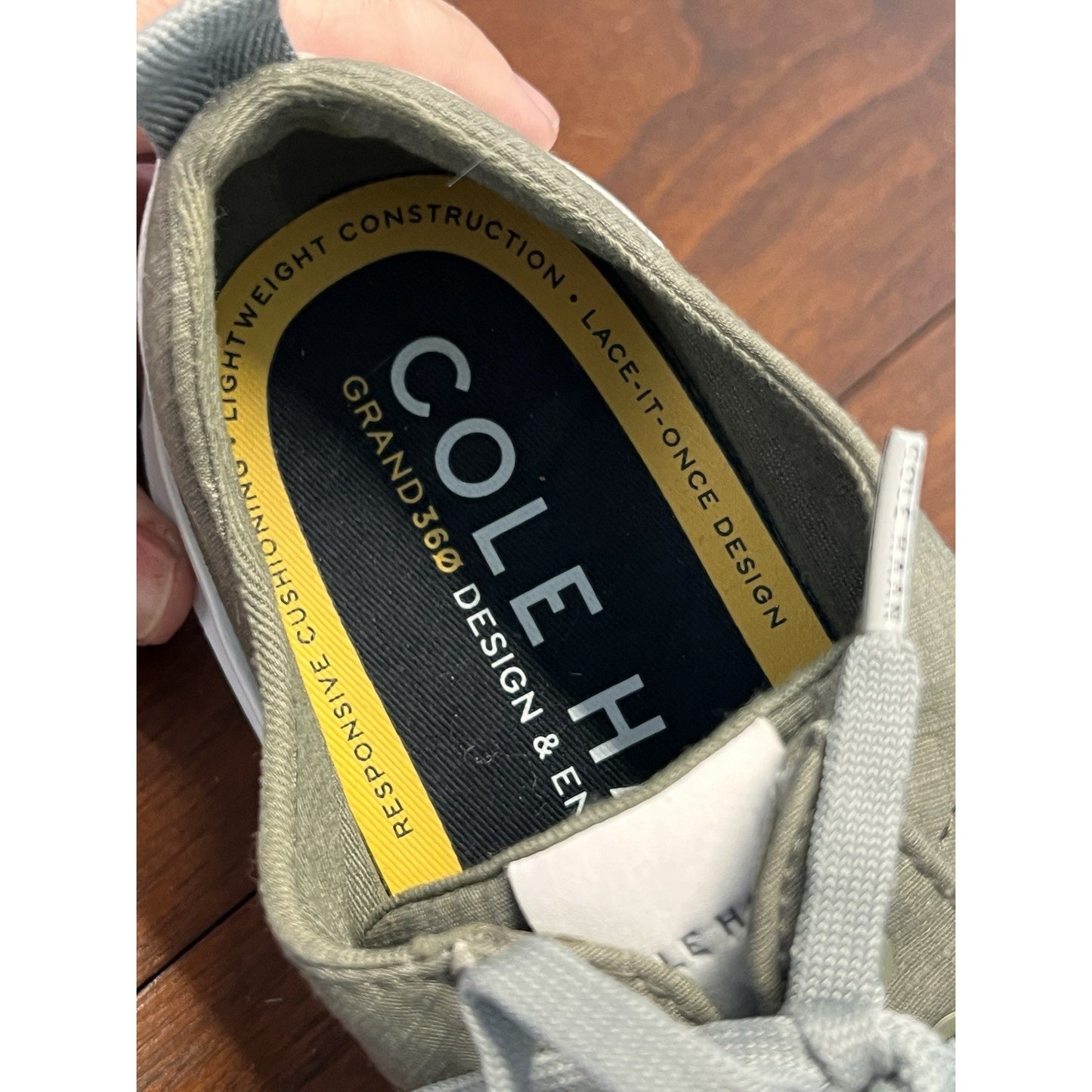 Cole Haan Grandpro Rally Shoes Grey Canvas Court Sneakers Mens US Size 8.5