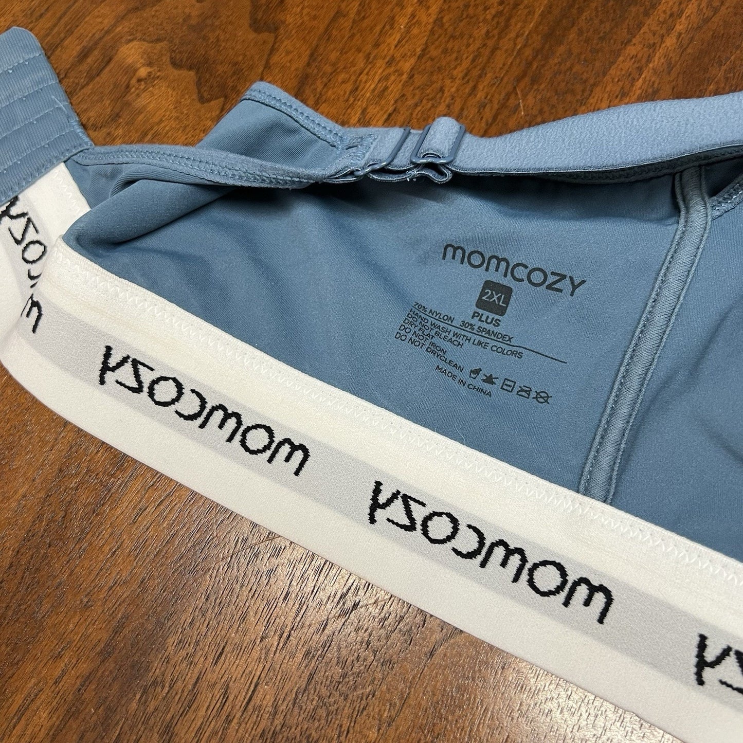 momcozy Nursing Sports Bra 2XL Plus Size 42DD/E Blue Wireless Padded Low Impact
