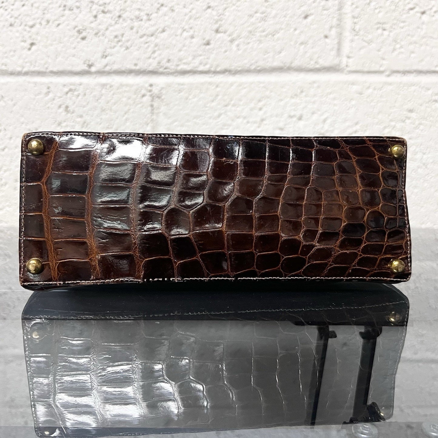 Vintage Lucille De Paris Brown Alligator Handbag Purse 1950s 1960s