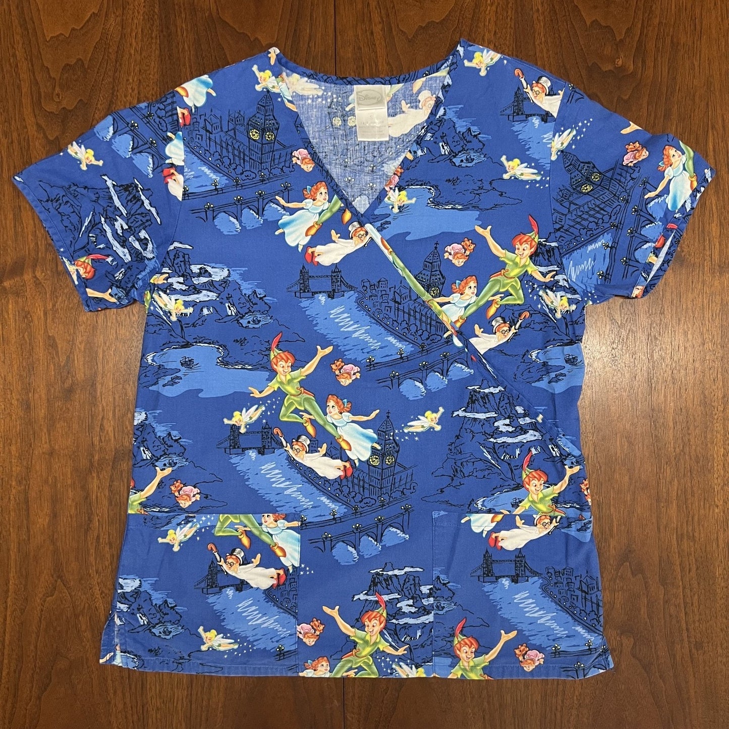 Lot of 4 Disney Scrub Tops Jungle Book, 101 Dalmations, Cinderella, Peter Pan