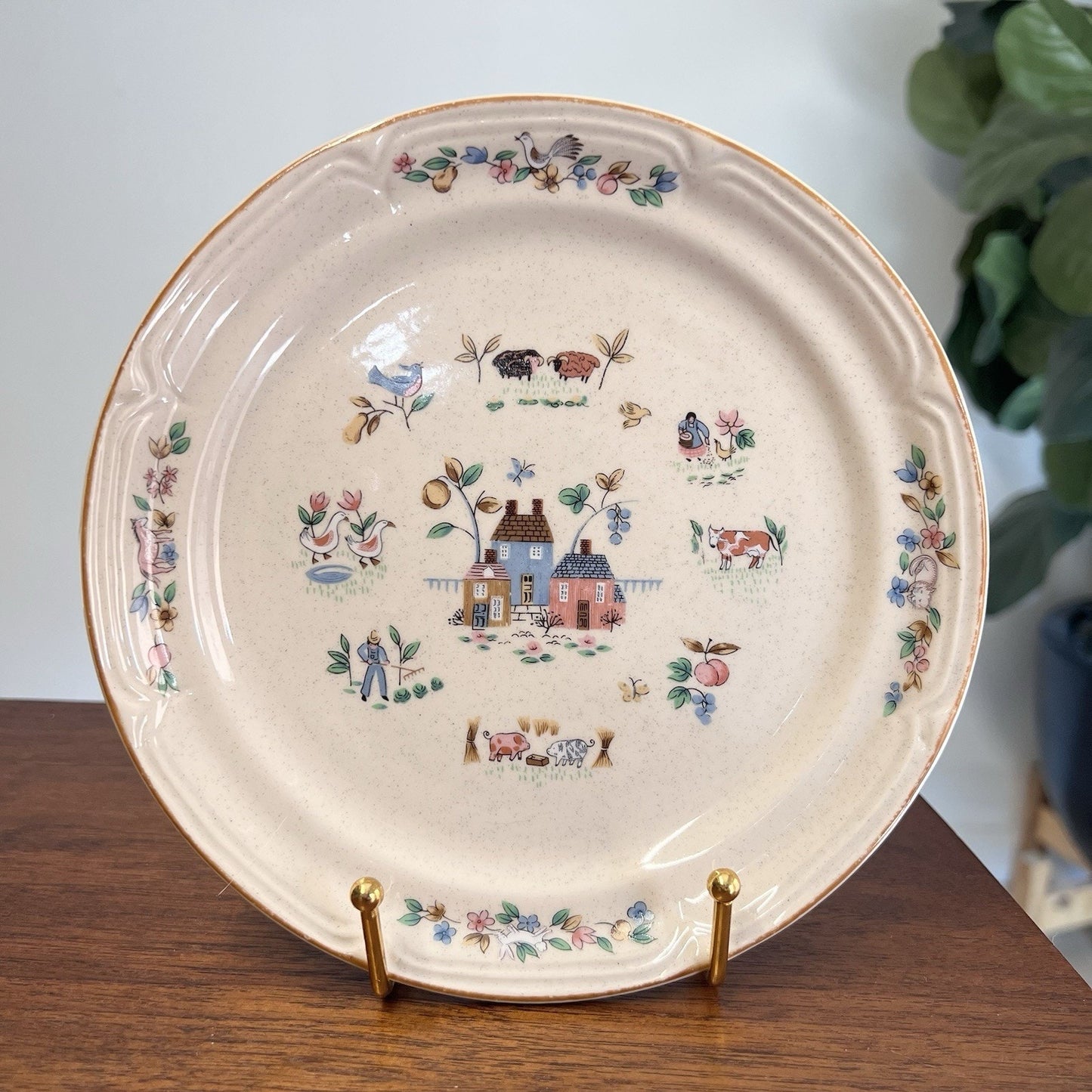 *RARE International China Company Stoneware Houses Salad Plate THAILAND Houses