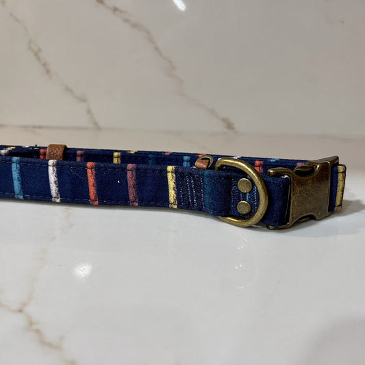 NEW (M) Unisex 13-20” Top Paw Canvas Adjustable Striped Dog Puppy Collar