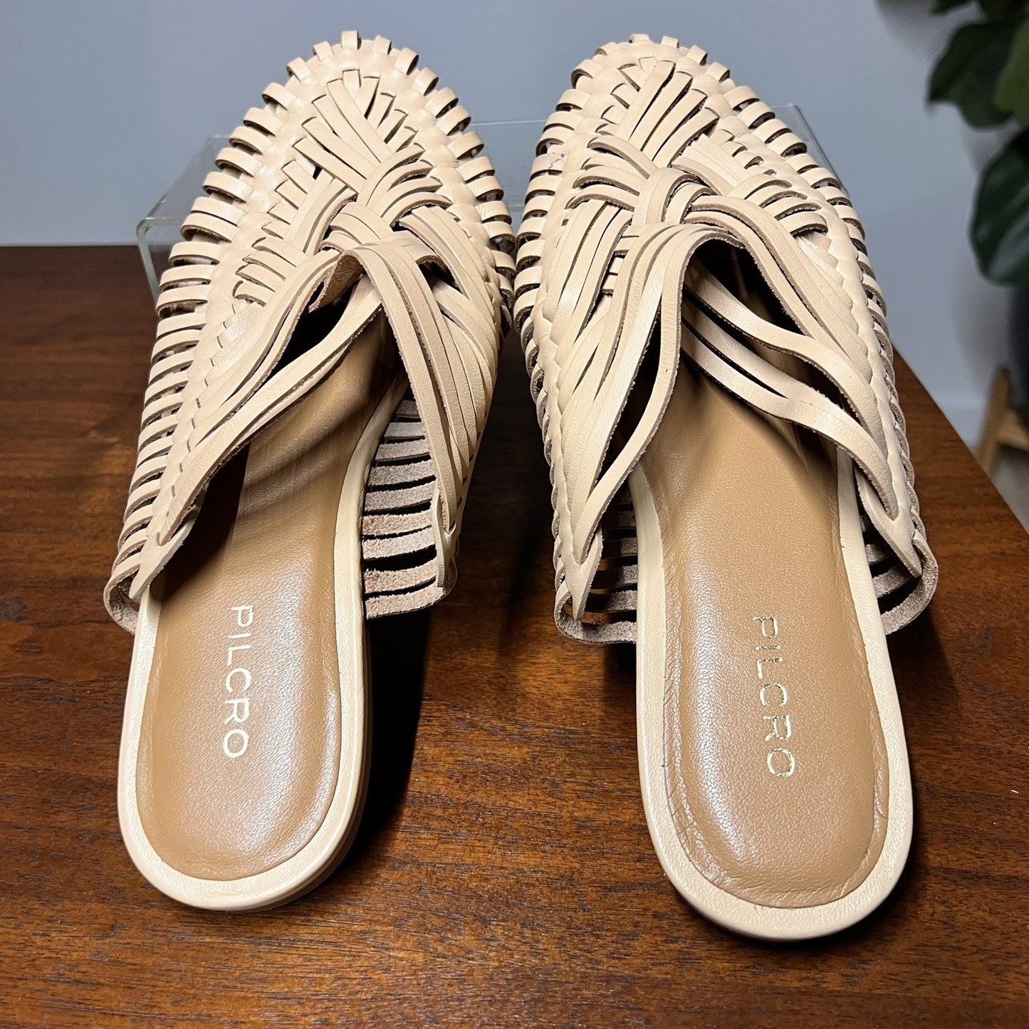 NEW Anthropologie Pilcro 7M Woven Leather Sandal Boho Coastal Beach Tan Neutral